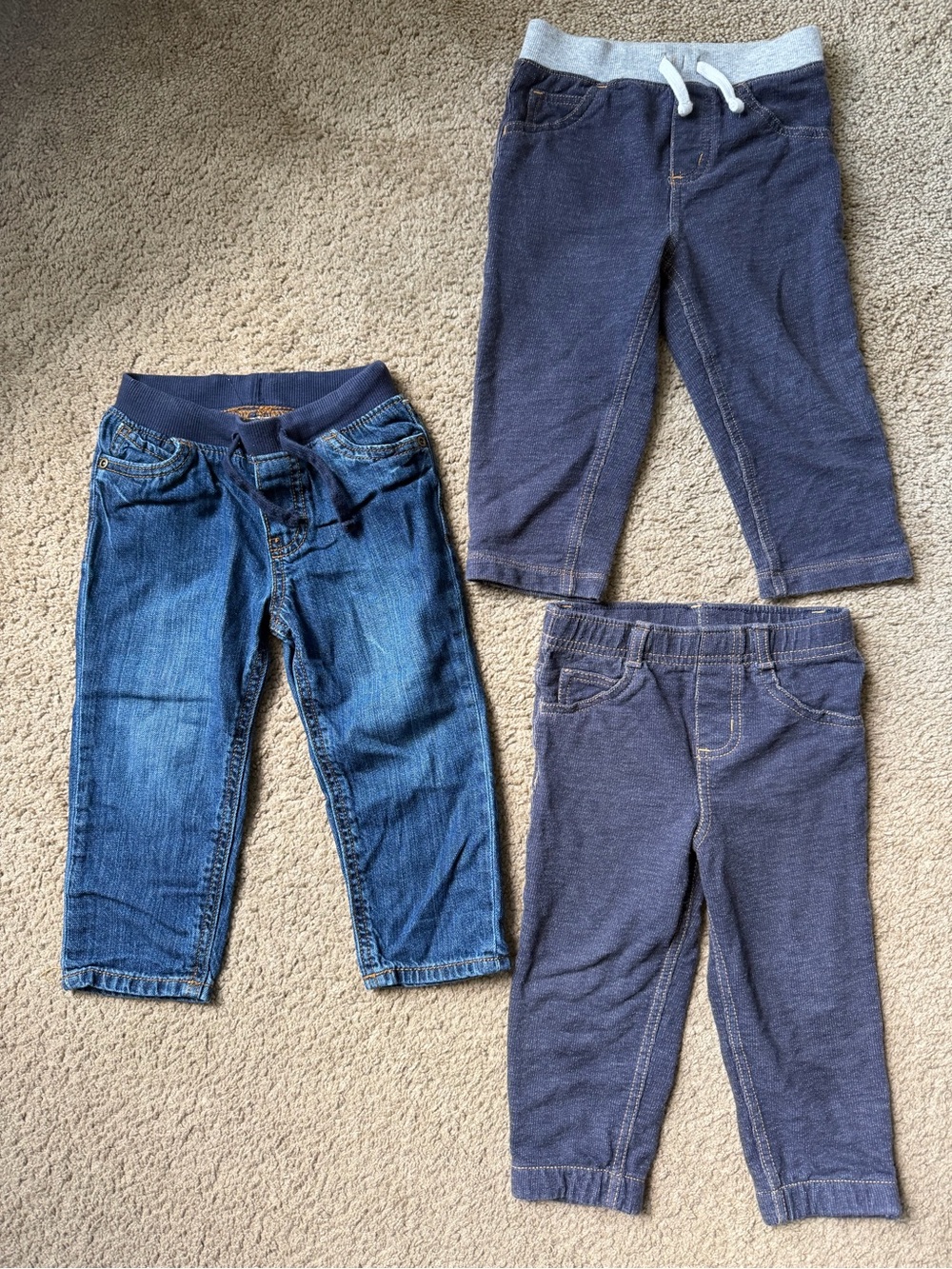 Carter's Blue and Navy Pull-On Kids Jeans Trio